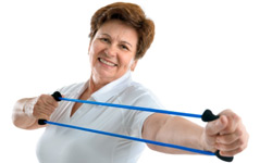 woman exercising with a band
